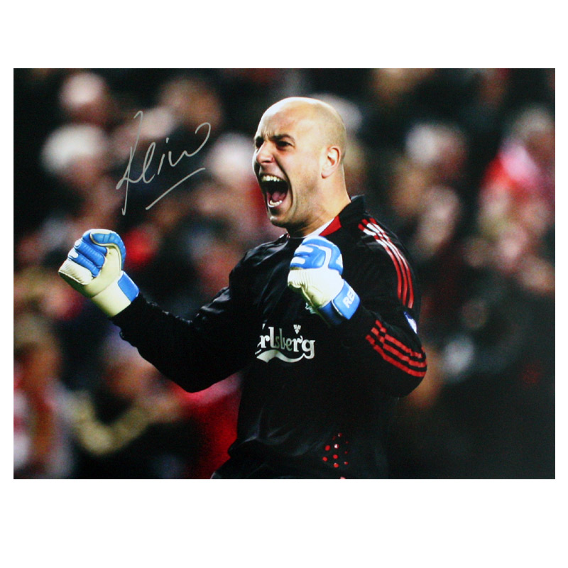 pepe Reina Signed Liverpool Photo: Celebrating Victory Over Real Madrid