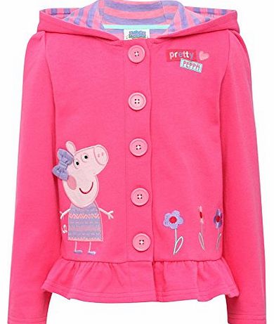 Peppa Pig Girls Peppa Pig Character Jersey Cardigan Hooded Jumper With Peplum Hem Pink 2/3 Yr