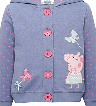 Peppa Pig Girls Peppa Pig Character Long Sleeve Butterfly And Polka Dot Print Hooded Sweater Navy 3/4 Yr