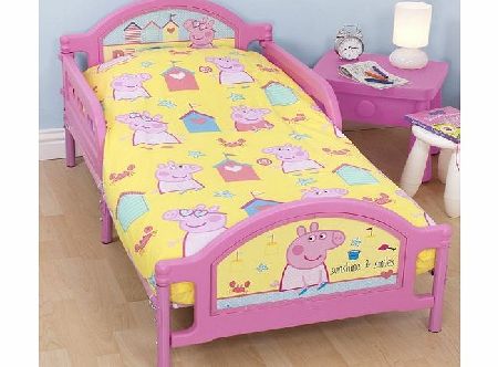 Peppa Pig Seaside 4 in 1 Toddler Junior Cot Bed Quilt Duvet Bedding Bundle