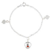 Peppa Pig Sterling Silver Heart Charm Bracelet