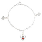 Pig Sterling Silver Heart Charm Bracelet