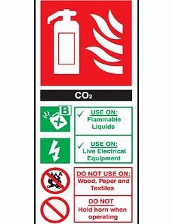 Perfect Safety Signs Fire Extinguisher Sign - CO2 (Carbon Dioxide) (Self Adhesive Vinyl / 82x202mm)