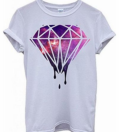 Dripping Diamond Galaxy Cool Funny Hipster Swag White Men Women Unisex Top T-Shirt -Medium