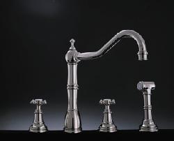 Perrin and Rowe 4775CP Country Collection Alsace Three Hole Sink Mixer Tap with Rinse