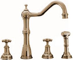Perrin and Rowe 4775IG Country Collection Alsace Three Hole Sink Mixer Tap with Rinse