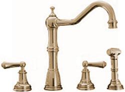 Perrin and Rowe 4776IG Country Collection Alsace Three Hole Sink Mixer Tap with Rinse