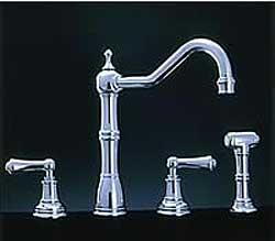 Perrin and Rowe 4776NI Country Collection Alsace Three Hole Sink Mixer Tap with Rinse