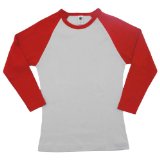 Persol American Apparel - Baby Rib 3/4 Sleeve Raglan, White and Red, S