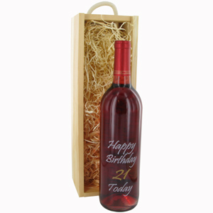personalised 21st Birthday Engraved Wine Red