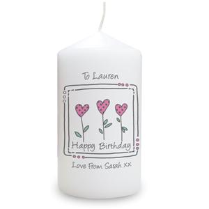 Personalised 3 Hearts Message Candle