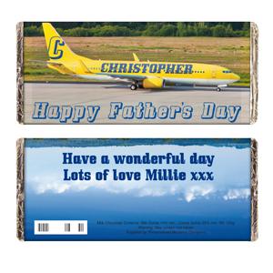 Personalised Airliner Yellow Chocolate Bar