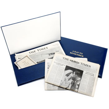 personalised Anniversary Folder of original newspapers