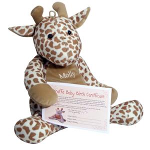 Personalised Baby Giraffe with Birth Certificate