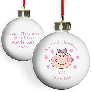 personalised Baby Girl My 1st Christmas Bauble