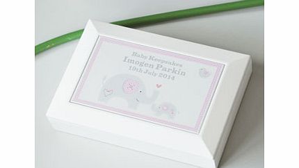 Personalised Baby Pink Elephant White Wooden