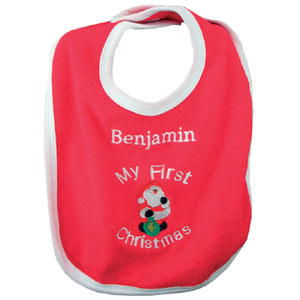 personalised Babys First Christmas Bib