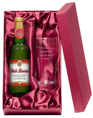 Personalised Birthday Lager and Glass Gift Set