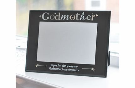 Personalised Black Glass Godmother 5 x 7 Photo