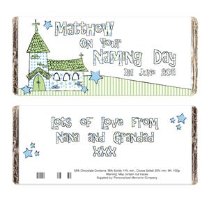 Personalised Blue Church Chocolate Bar