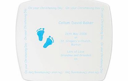 Personalised Blue Footprints Plate