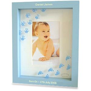 personalised Blue Hand and Foot Print Photo Frame