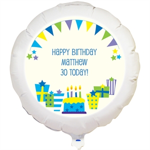 Personalised Blue Presents Helium Balloon
