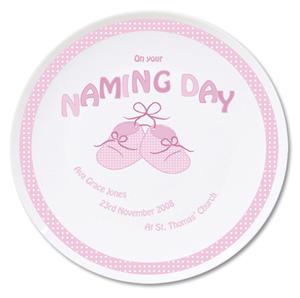Bootee Pink Naming Day Plate