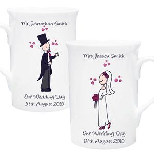 Personalised Bride and Groom Mug Set