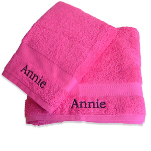 personalised Bright Pink Hand and Bath Towel