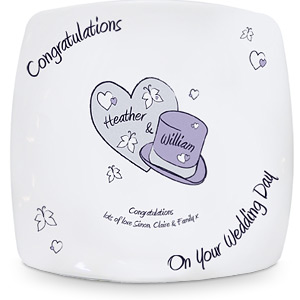 Personalised Butterfly Hats and Hearts Plate