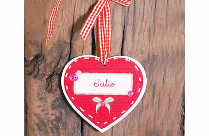 Personalised Button Name Heart Shaped Wooden
