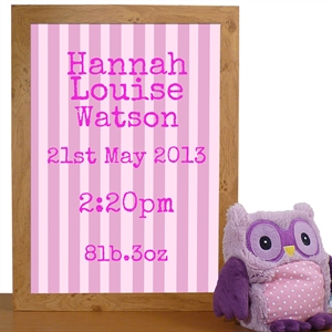 Personalised Candy Stripe Baby Poster