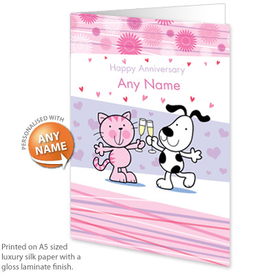 personalised Card - Anniversary Dog and Cat