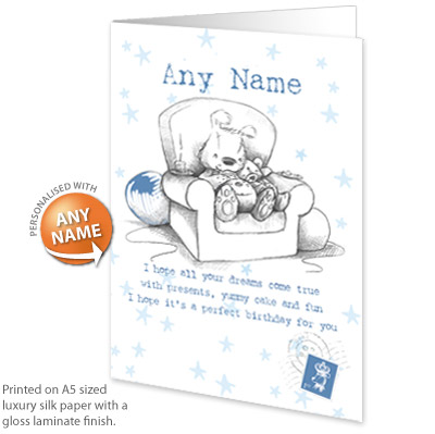 personalised Card - Bear In Chair