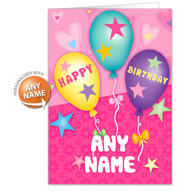 personalised Card - Birthday Stars and Balloons
