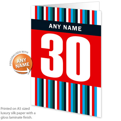 personalised Card - Birthday Stripes