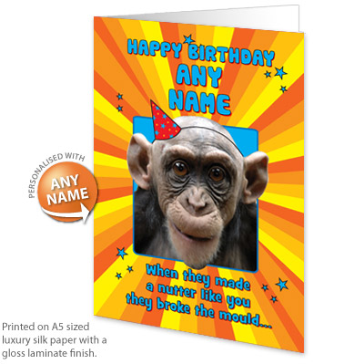 personalised Card - Happy Birthday Monkey