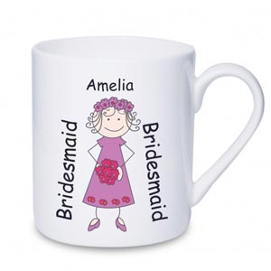 Personalised Cartoon Bridesmaid Little Mug
