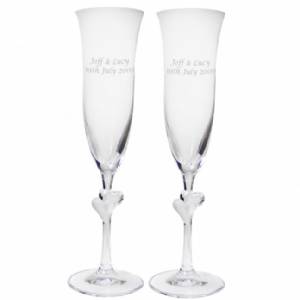 Champagne Flutes with Heart Stems