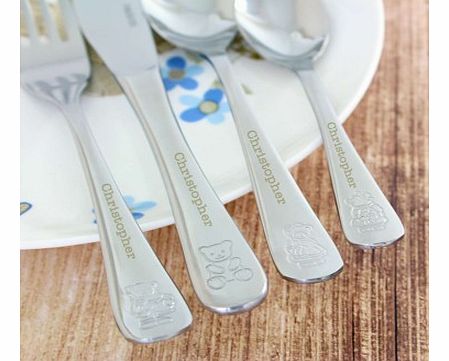 Personalised Childrens Cutlery Set with Teddy