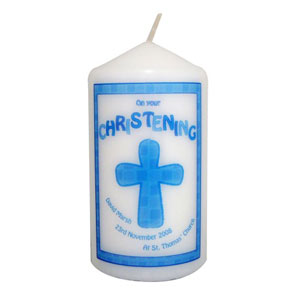 Personalised Christening Candle Blue Cross