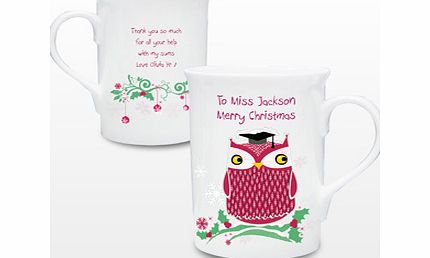 Personalised Christmas Owl Mug