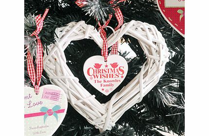 Personalised Christmas Wishes Wicker Heart