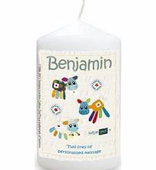 Personalised Cotton Zoo Blue Farm Animals Candle