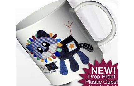 Personalised Cotton Zoo Denim the Lion Plastic Cup