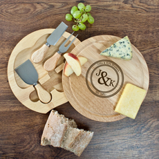Personalised Couples Monogram Cheese Board Set