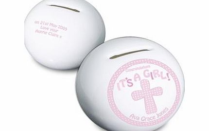 Personalised Cross Its a Girl Moneybox