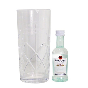 Personalised Crystal Glass and Bacardi Set