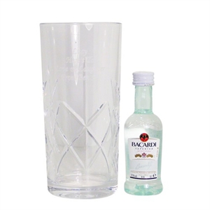 Crystal Glass and Bacardi Set